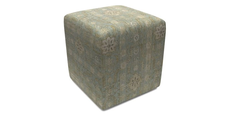 Cube Footstool in Peruvian homespun fabric