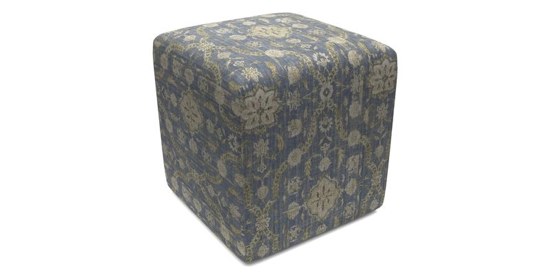 Cube Footstool in Peruvian homespun fabric