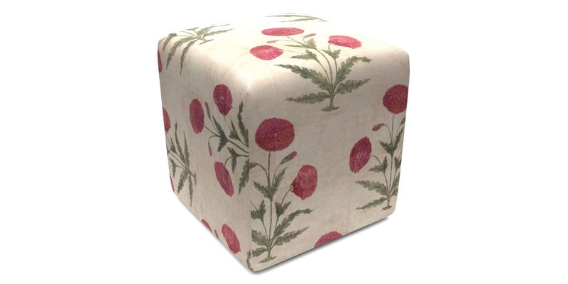 Cube Footstool in Peruvian homespun fabric