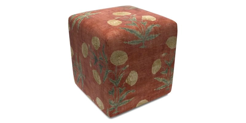 Cube Footstool in Peruvian homespun fabric