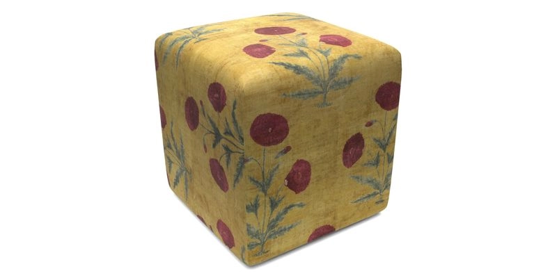 Cube Footstool in Peruvian homespun fabric