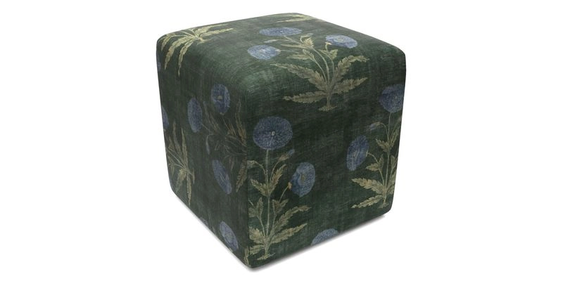 Cube Footstool in Peruvian homespun fabric