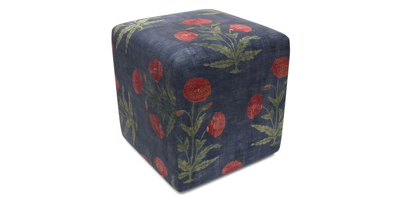 Cube Footstool in Peruvian homespun fabric