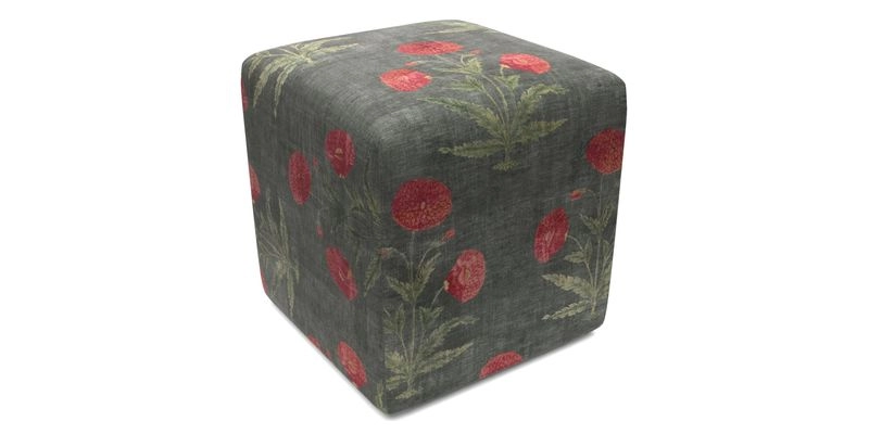 Cube Footstool in Peruvian homespun fabric