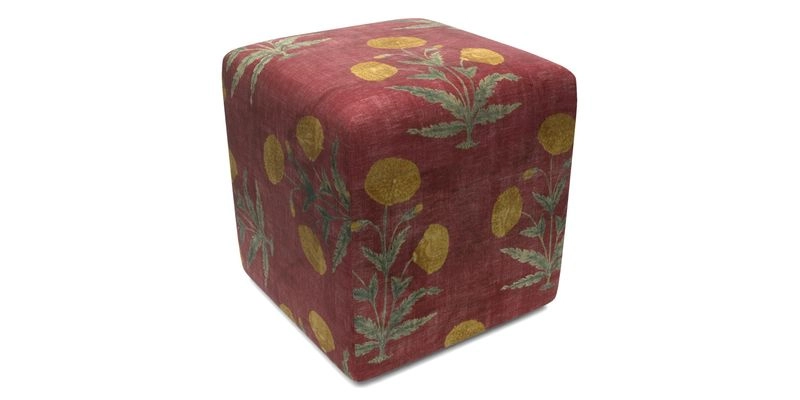 Cube Footstool in Peruvian homespun fabric