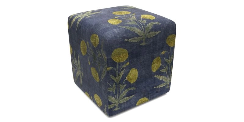 Cube Footstool in Peruvian homespun fabric