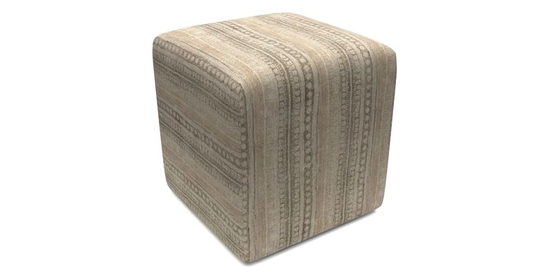 Cube Footstool in Peruvian homespun fabric