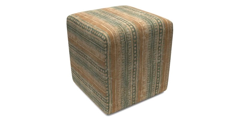 Cube Footstool in Peruvian homespun fabric