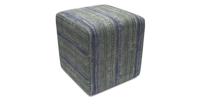 Cube Footstool in Peruvian homespun fabric