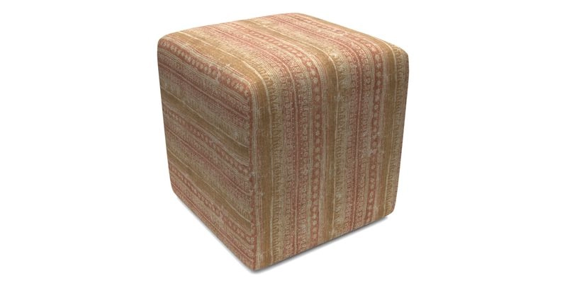 Cube Footstool in Peruvian homespun fabric