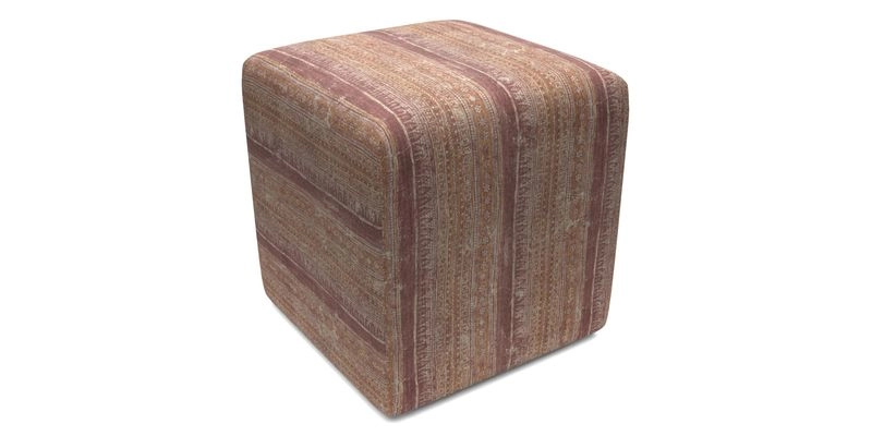 Cube Footstool in Peruvian homespun fabric