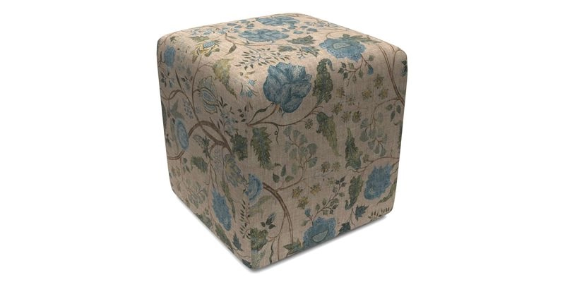 Cube Footstool in Peruvian homespun fabric