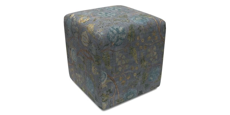 Cube Footstool in Peruvian homespun fabric