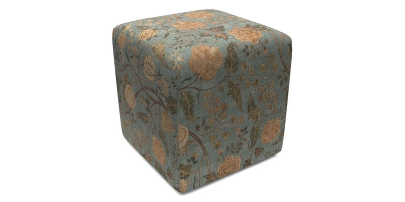 Cube Footstool in Peruvian homespun fabric