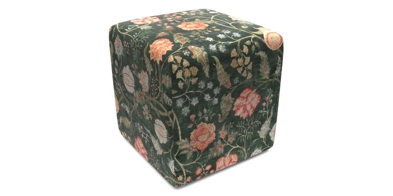 Cube Footstool in Peruvian homespun fabric