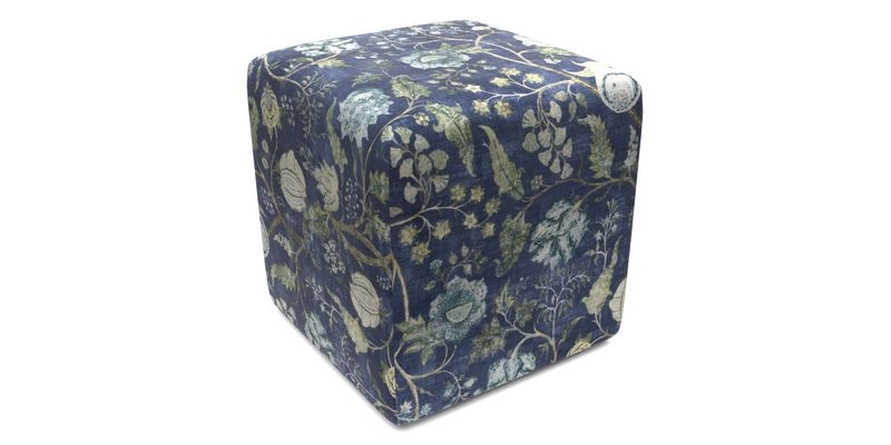 Cube Footstool in Peruvian homespun fabric