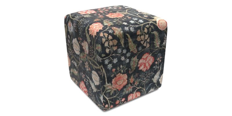 Cube Footstool in Peruvian homespun fabric