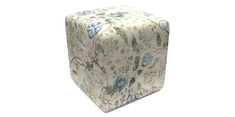 Cube Footstool in Peruvian homespun fabric