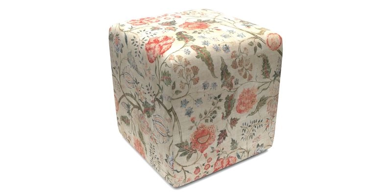Cube Footstool in Peruvian homespun fabric
