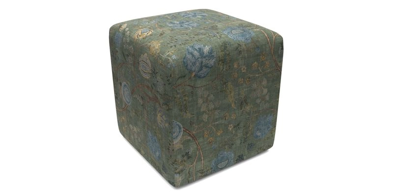 Cube Footstool in Peruvian homespun fabric