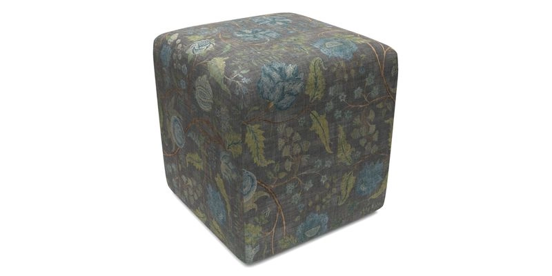 Cube Footstool in Peruvian homespun fabric