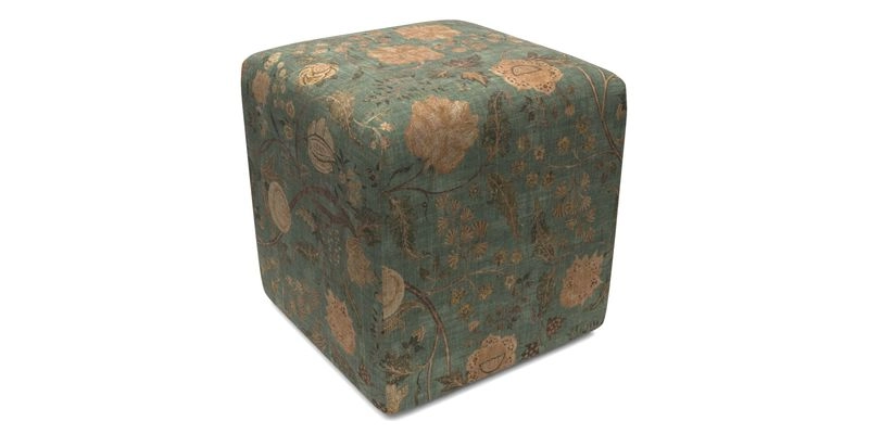 Cube Footstool in Peruvian homespun fabric