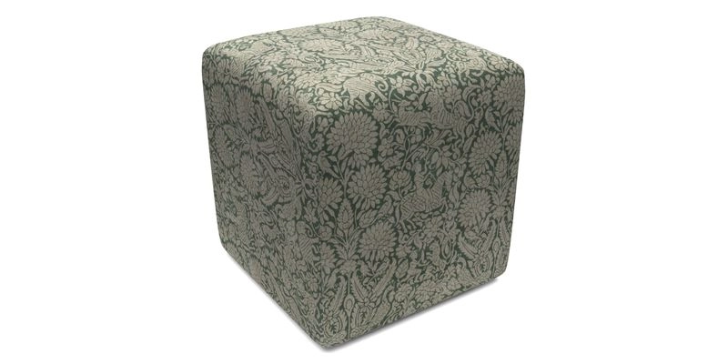 Cube Footstool in Peruvian homespun fabric