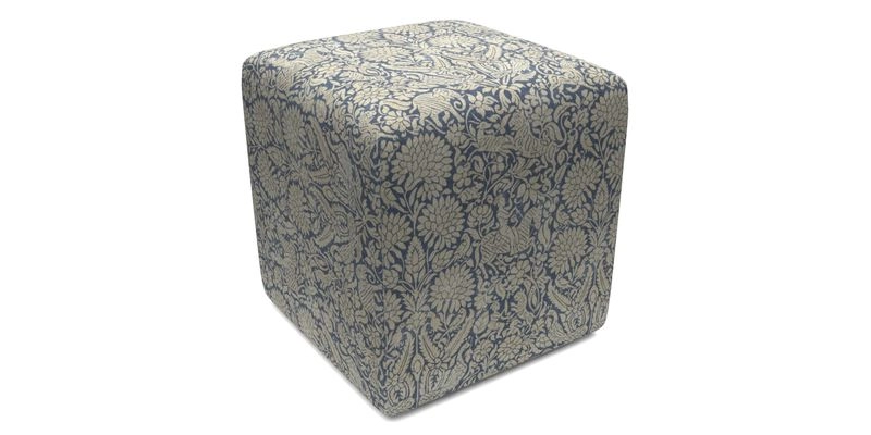 Cube Footstool in Peruvian homespun fabric