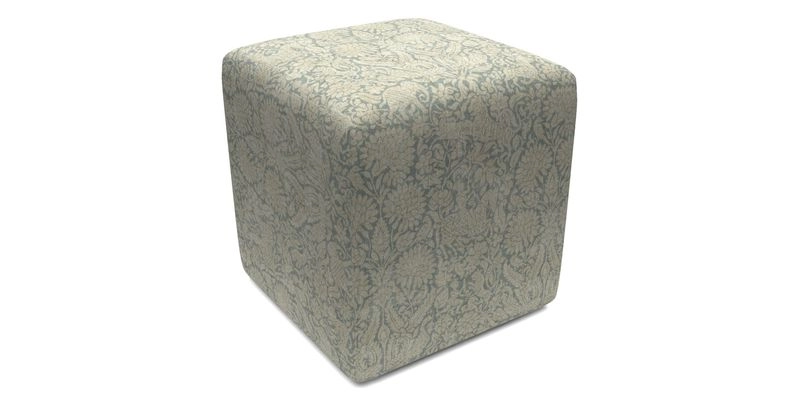 Cube Footstool in Peruvian homespun fabric