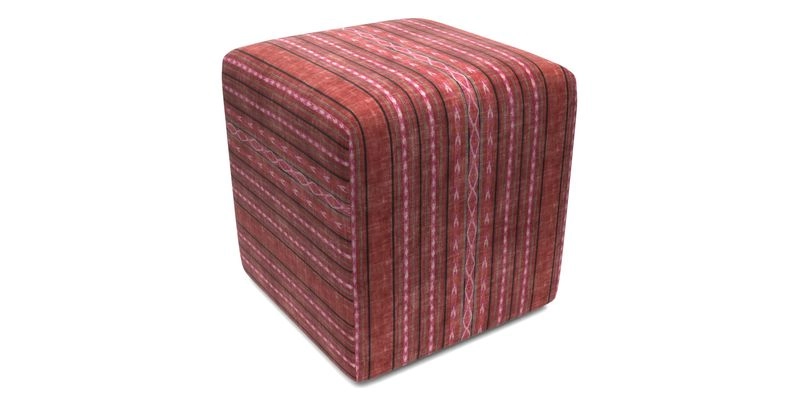 Cube Footstool in Peruvian homespun fabric