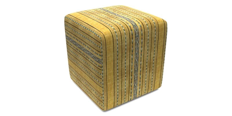 Cube Footstool in Peruvian homespun fabric