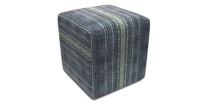 Cube Footstool in Peruvian homespun fabric