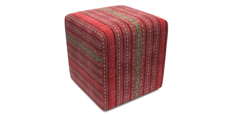 Cube Footstool in Peruvian homespun fabric