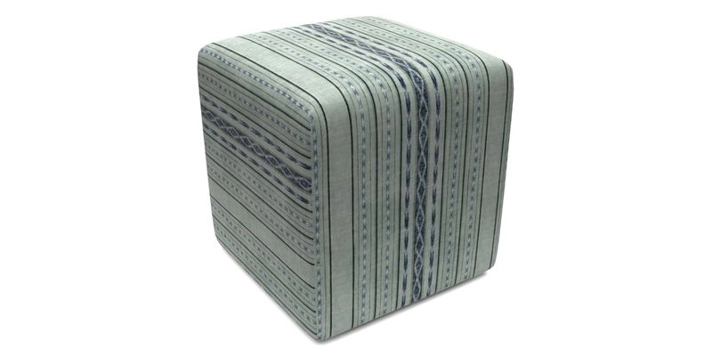 Cube Footstool in Peruvian homespun fabric