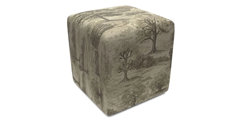 Cube Footstool in Peruvian homespun fabric