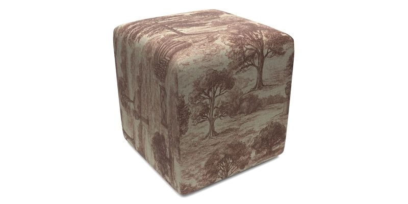 Cube Footstool in Peruvian homespun fabric