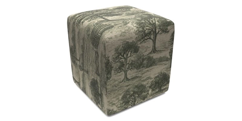 Cube Footstool in Peruvian homespun fabric