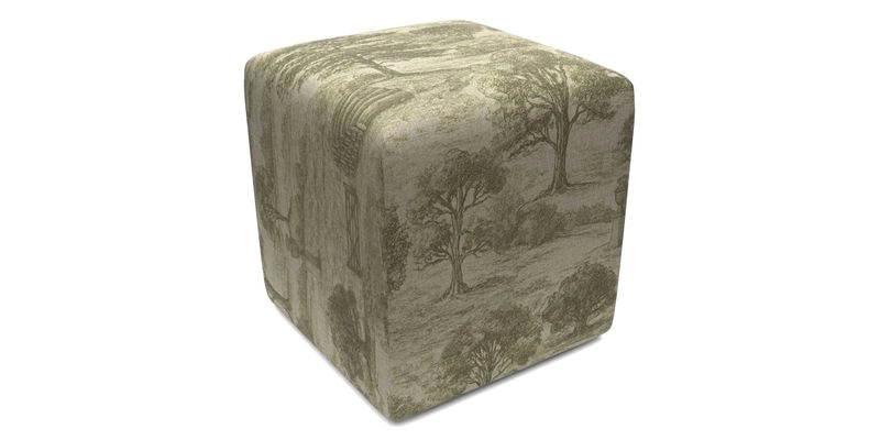 Cube Footstool in Peruvian homespun fabric