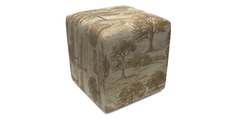 Cube Footstool in Peruvian homespun fabric