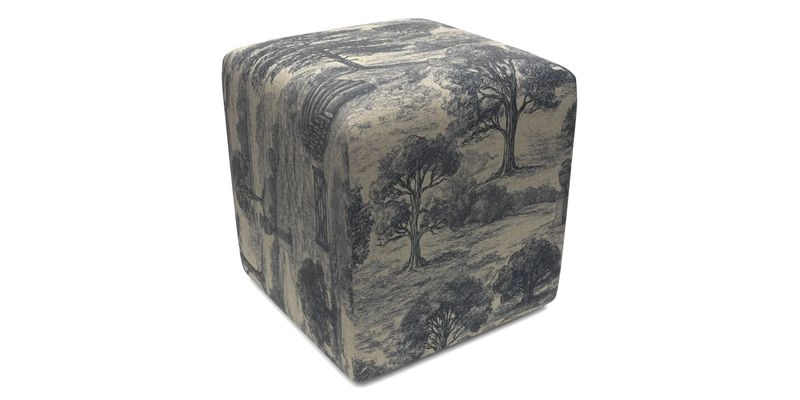 Cube Footstool in Peruvian homespun fabric