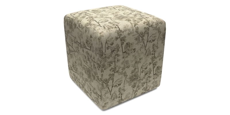 Cube Footstool in Peruvian homespun fabric
