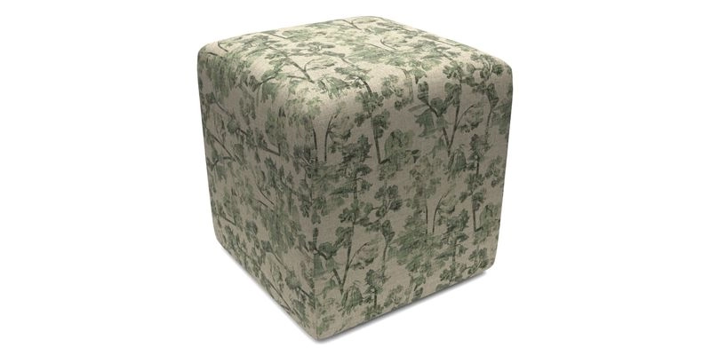Cube Footstool in Peruvian homespun fabric