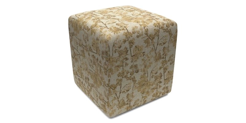 Cube Footstool in Peruvian homespun fabric