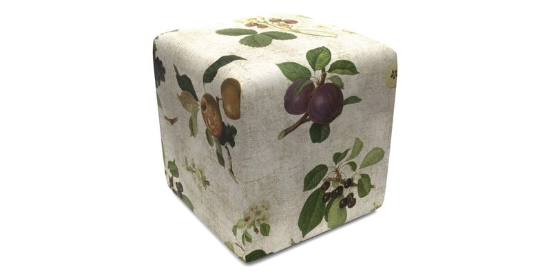 Cube Footstool in Peruvian homespun fabric