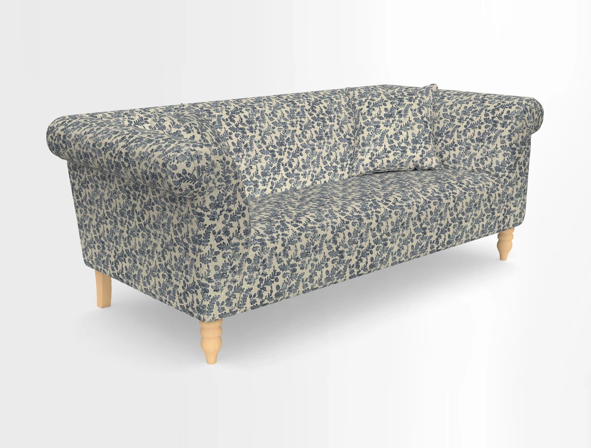 Exbury 3-seater sofa in Frond Stripe Large Storm with scatters in Frond All Over