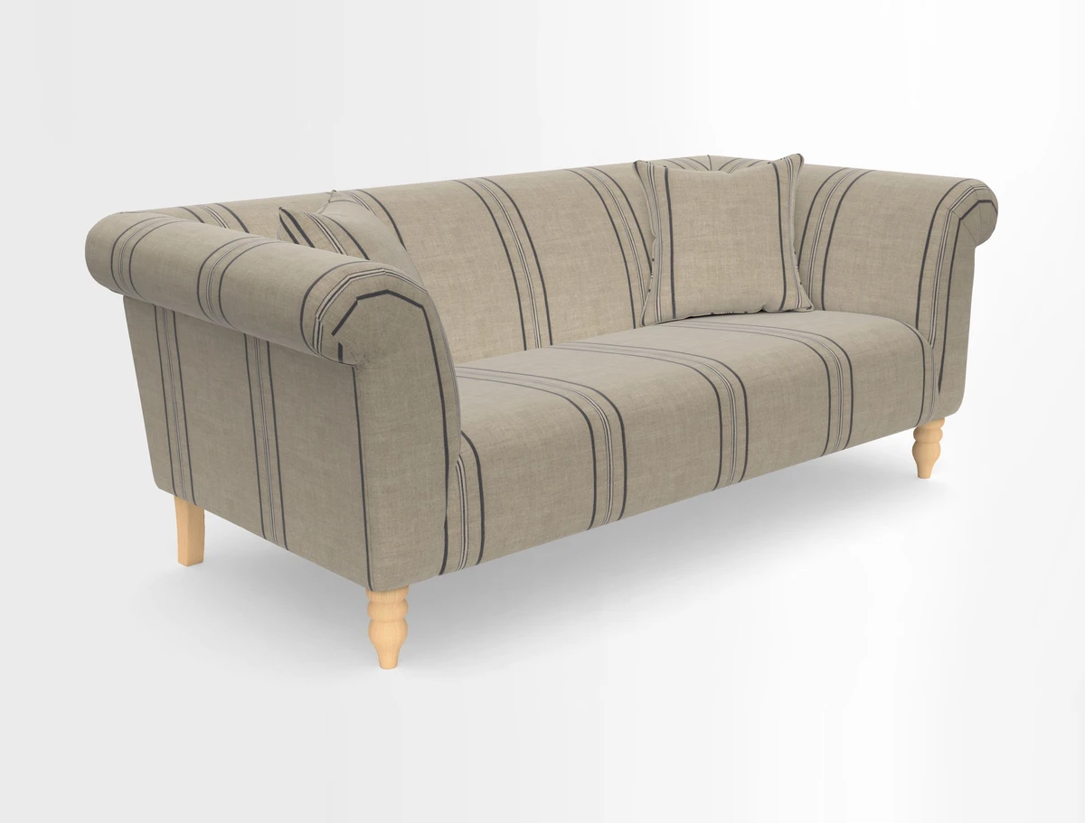 Exbury 3-seater sofa in Frond Stripe Large Storm with scatters in Frond All Over