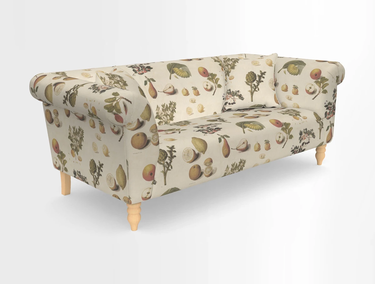 Exbury 3-seater sofa in Frond Stripe Large Storm with scatters in Frond All Over