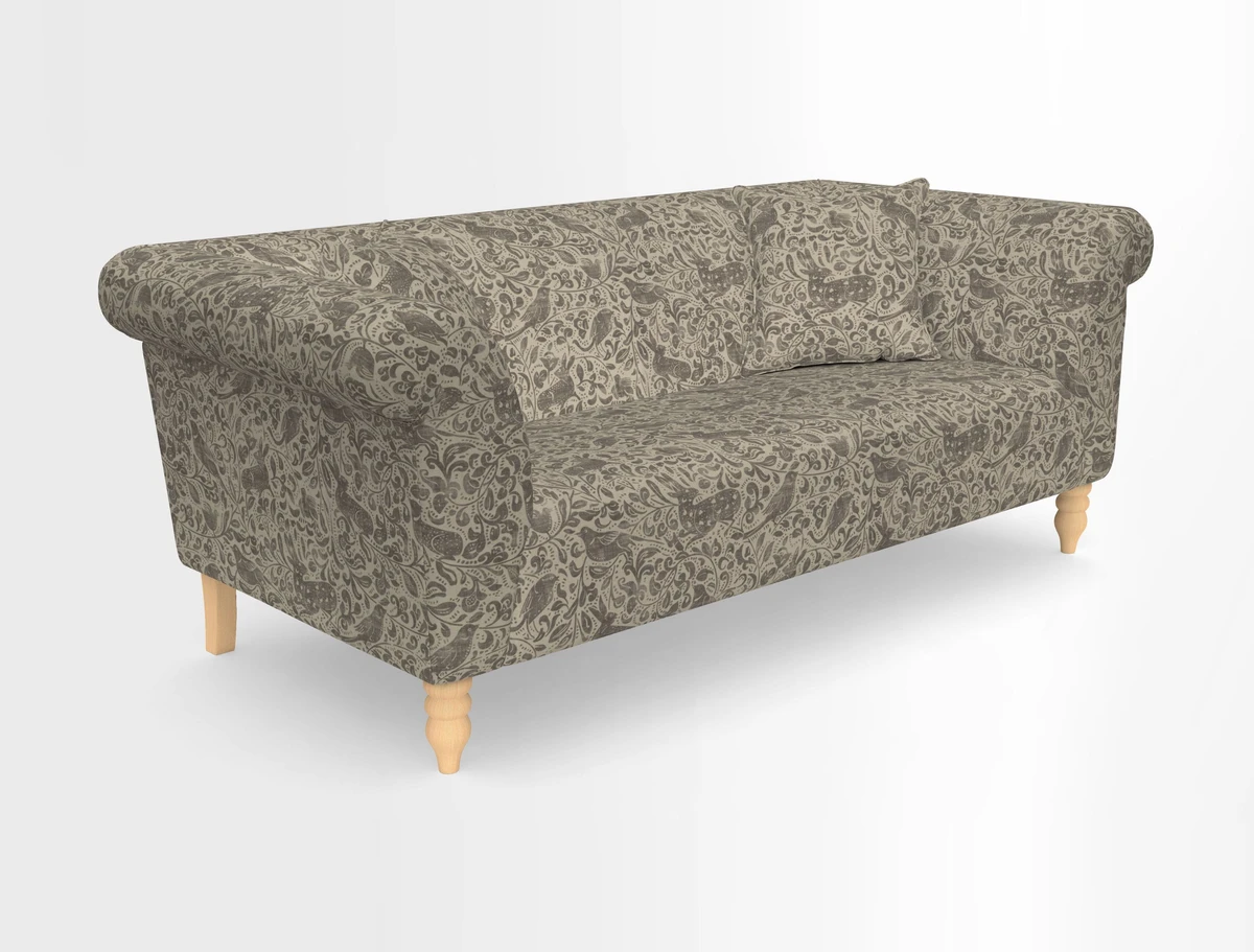 Exbury 3-seater sofa in Frond Stripe Large Storm with scatters in Frond All Over