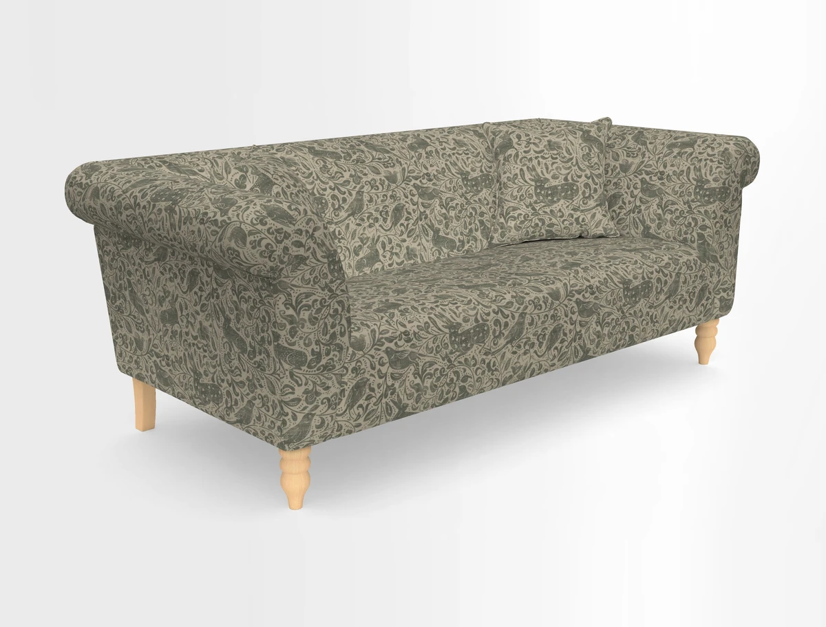 Exbury 3-seater sofa in Frond Stripe Large Storm with scatters in Frond All Over