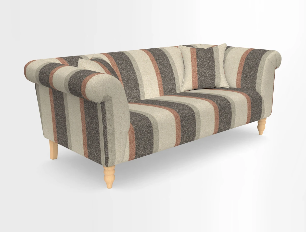 Exbury 3-seater sofa in Frond Stripe Large Storm with scatters in Frond All Over